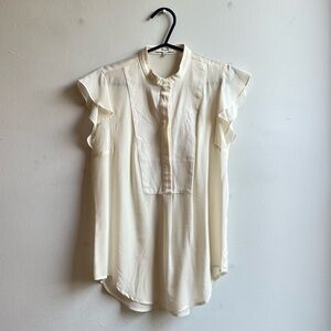 Madewell silk cream sleeveless blouse popover flutter sleeve top 2